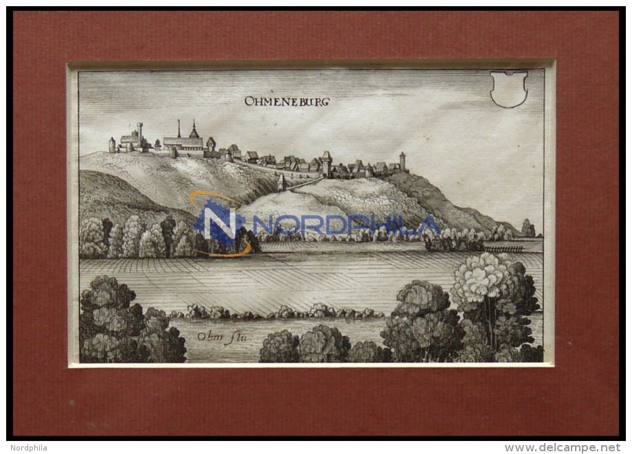 AMÖNEBURG, Gesamtansicht, Kupferstich Von Merian Um 1645 - Lithographies