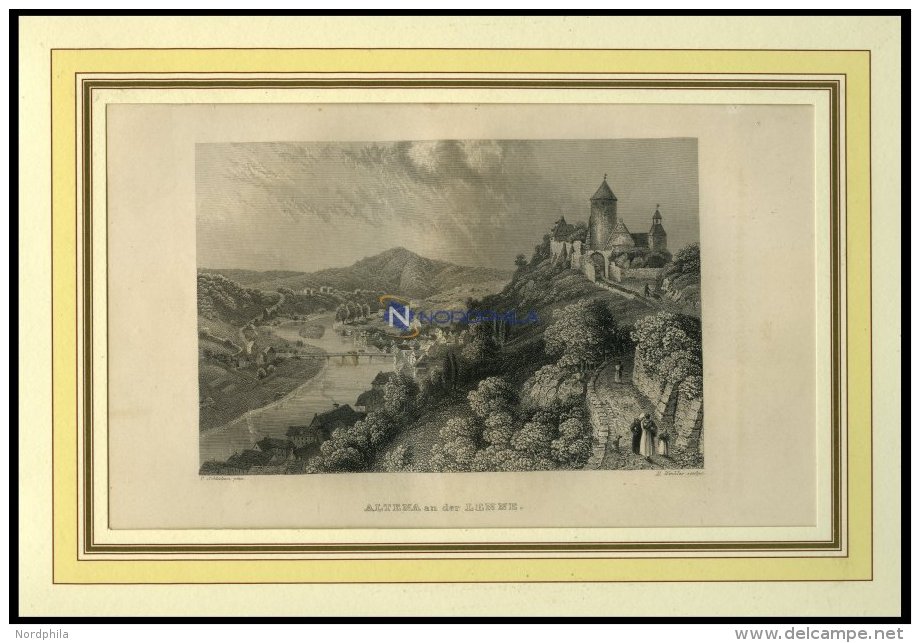 ALTENA An Der LENNE, Gesamtansicht, Stahlstich Von Schlickum/Winkles Um 1880 - Lithographies