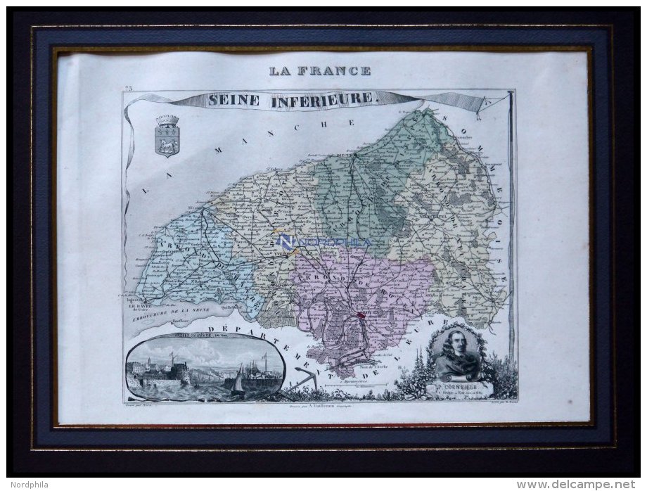 Departement Seine-Inférievre Mit Gesamtansicht Vom Hafen Von Le Havre Und Dekorativer Personenstaffage, Farbiger - Autres & Non Classés