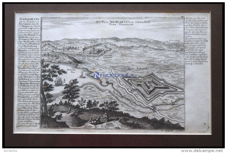 Damgarten, Kupferstichplan Und Ansicht Mit Seitlicher Beschreibung Von Bodenehr Um 1720 - Autres & Non Classés