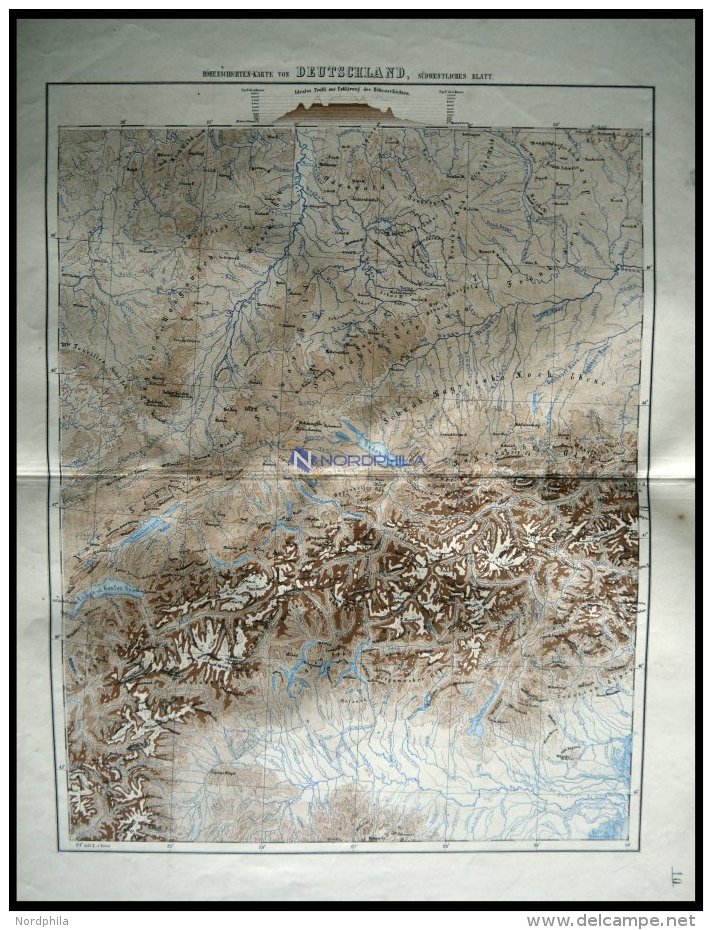 Deutschland, Der Südwestliche Teil, Oro-Hydrographische Karte, Kolorierter Stahlstich Aus Meyers Hand-Atlas, 1875 - Autres & Non Classés