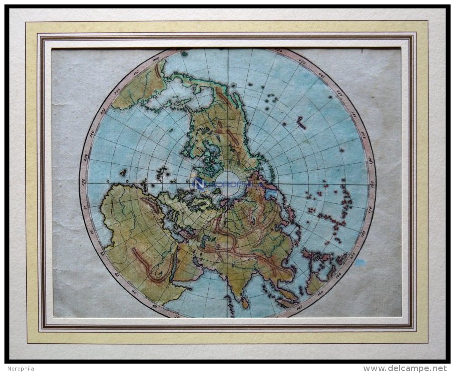 Die Nördliche Hemisphäre, Blindkarte, Kolorierter Kupferstich Von Güssefeld, Weimar 1803 - Autres & Non Classés