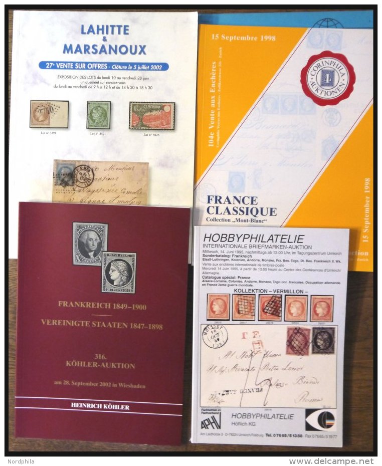 PHIL. LITERATUR Frankreich - Sonder- Und Spezialauktionen Von 1995-2002, 4 Verschiedene Kataloge - Philatélie Et Histoire Postale