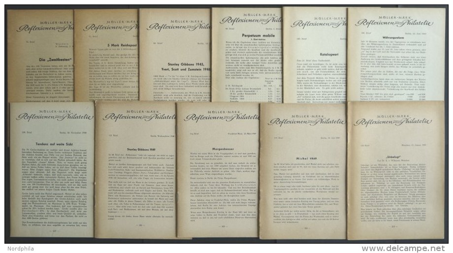 PHIL. LITERATUR Reflextionen über Philatelie, 11 Verschiedene Briefe Aus Nr. 74 - 124, 1945-1950, Müller-Mark, - Philatélie Et Histoire Postale