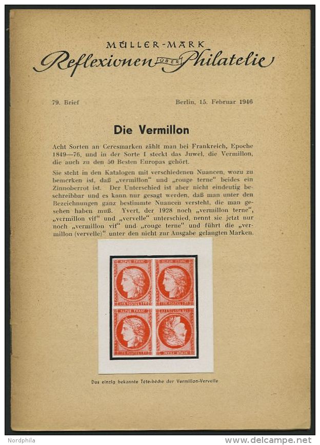 PHIL. LITERATUR Reflexionen über Philatelie, 79. - 83. Brief, U.a. Mit Die Vermillon, Badenbriefe 1850 In Einem Hef - Philatélie Et Histoire Postale