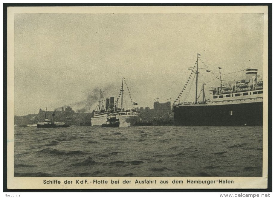 ALTE POSTKARTEN - SCHIFFE Schiffe Der K D F.-Flotte Bei Der Ausfahrt Aus Dem Hamburger Hafen, Karte Von 1937 - Autres & Non Classés