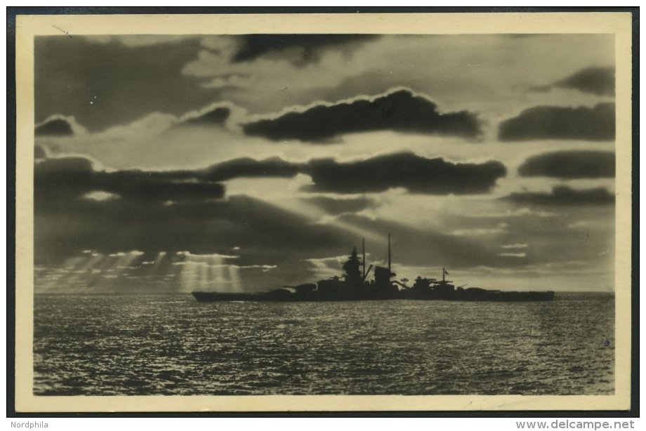 ALTE POSTKARTEN - SCHIFFE Deutsches Schlachtschiff Im Atlantik, Ansichtskarte Von 1943 - Autres & Non Classés