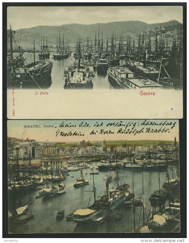 ALTE POSTKARTEN - ITALIEN GENOVA, NEAPEL, 2 Verschiedene Ansichtskarten, Jeweils Vom Hafen, Um 1910 - Italie