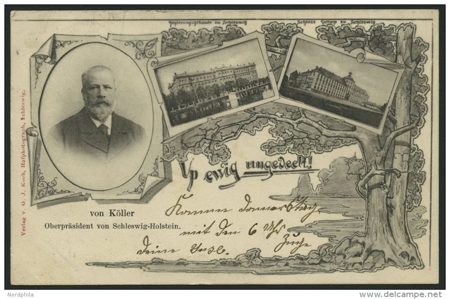 DEUTSCHLAND ETC. SCHLESWIG, Up Ewig Ungedeelt, Lithokarte Von 1899, Von Schlewig Nach Hoyer - Lettres & Documents