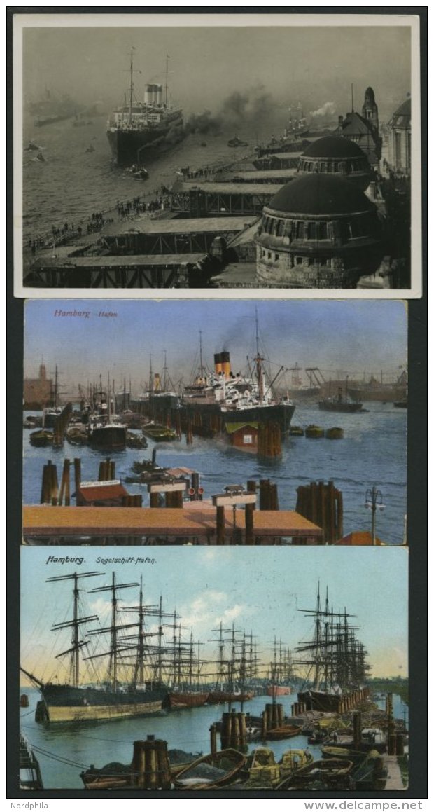 DEUTSCHLAND ETC. HAMBURG HAFEN, 3 Verschiedene Ansichtskarten, Ca. 1907-10 - Lettres & Documents