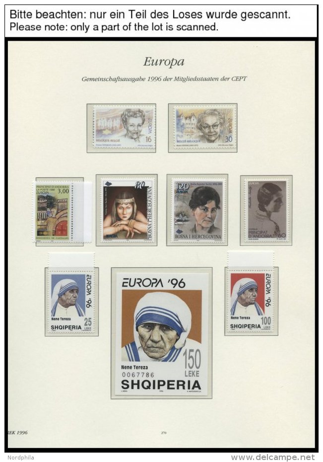 EUROPA UNION **, 1996, Berühmte Franzosen, Kompletter Jahrgang, Pracht, Mi. 271.10 - Collections