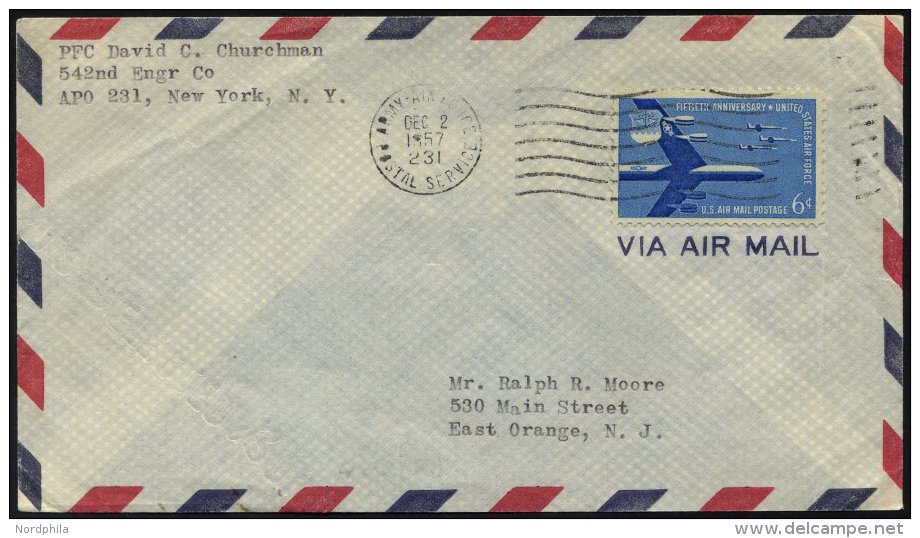 FELDPOST 1957, Feldpostbrief Vom Stützpunkt Wheelus über Das Armeepostamt Nach New York, Mit K1 Wellenstempel - Oblitérés