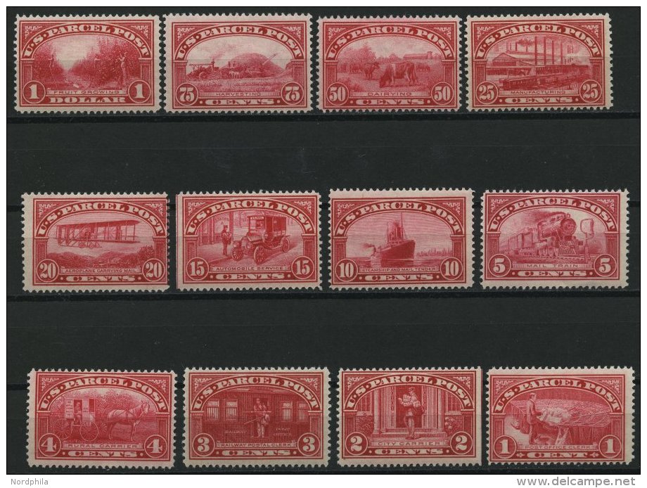 PAKETMARKEN Pa 1-12 *, Scott Q 1-12, 1912/3, Postbeförderung Und Wirtschaftsleben, Falzrest, Prachtsatz, $ 956.75 - Colis