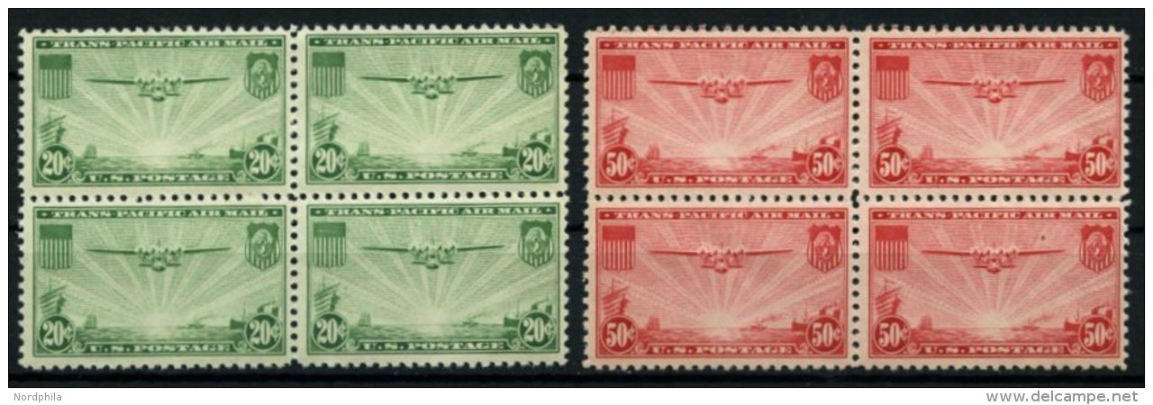 USA 400/1 VB **, Scott C21/2, 1937, Manila-Hongkong In Viererblocks, Prachtsatz, $ 90.- - Oblitérés