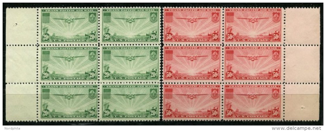 USA 400/1 **, Scott C21/2, 1937, Manila-Hongkong In Sechserblocks, Prachtsatz - Oblitérés