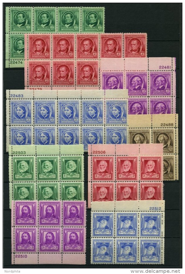 USA 455-89 **, Scott 859-93, 1940, Berühmte Amerikaner In Unterschiedlichen Einheiten Mit Plattennummern, Prachtsat - Oblitérés