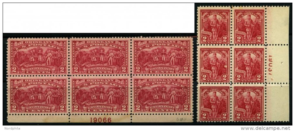 USA 307/8 **, Scott 643/4, 1927, Vermont, Im Postfrischen Sechserblock Mit Plattennummer, Feinst/Pracht, $ 102.50 - Oblitérés