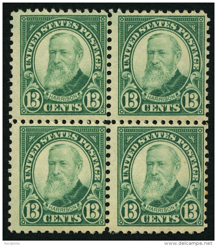 USA 275a VB **, Scott 622, 1926, 13 C. Grün Harrison Im Postfrischen Viererblock, Pracht - Oblitérés