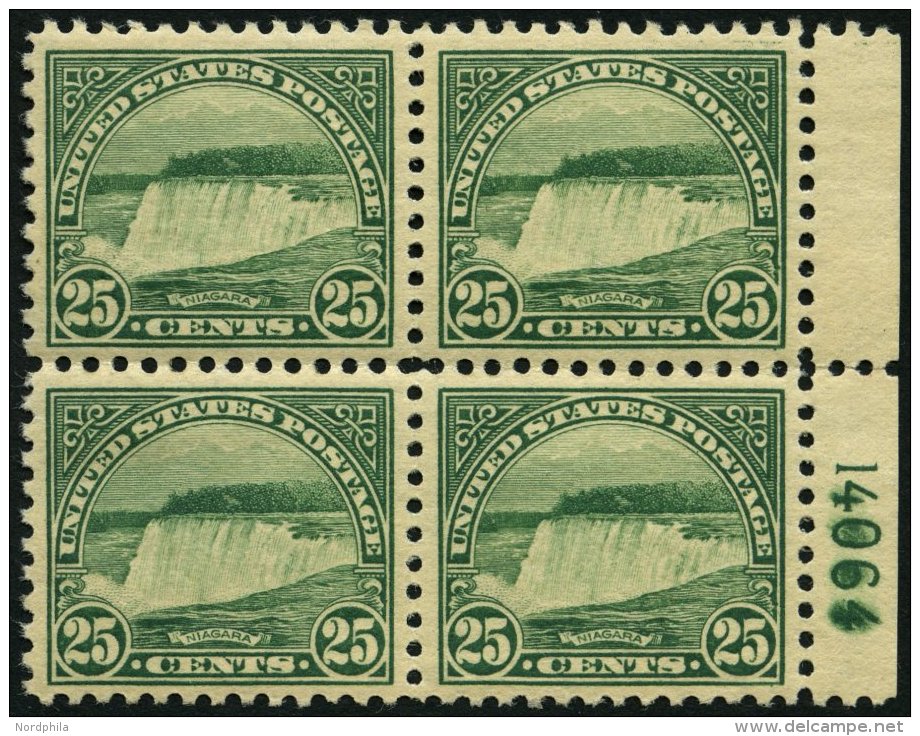 USA 280Ab VB **, Scott 568, 1922, 25 C. Niagarafälle Gezähnt L 11, Im Postfrischen Plattenviererblock, Gummifr - Usati