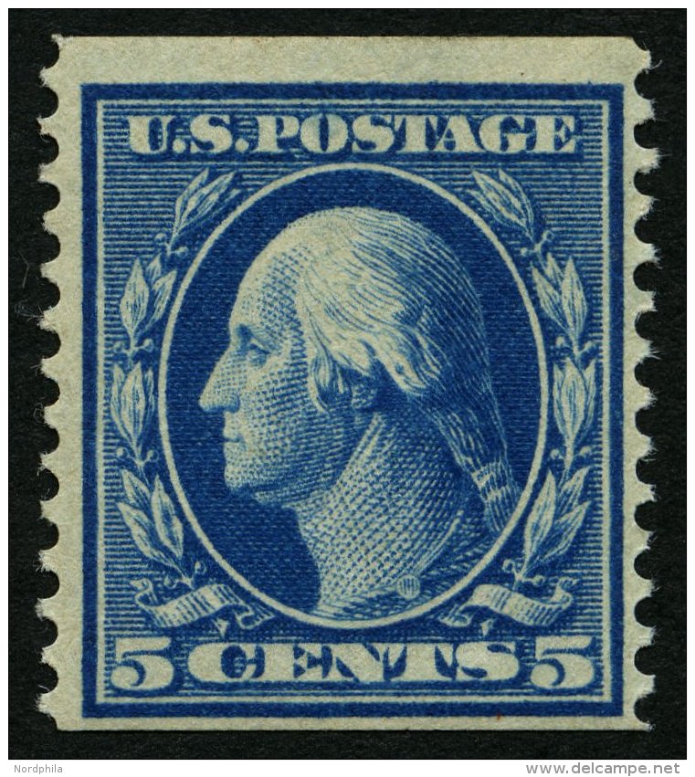 USA 166Gx *, Scott 355, 1909, 5 C. Washington, Wz. 1, Senkrecht Gezähnt 12, Falzrest, Pracht, $ 210 - Oblitérés