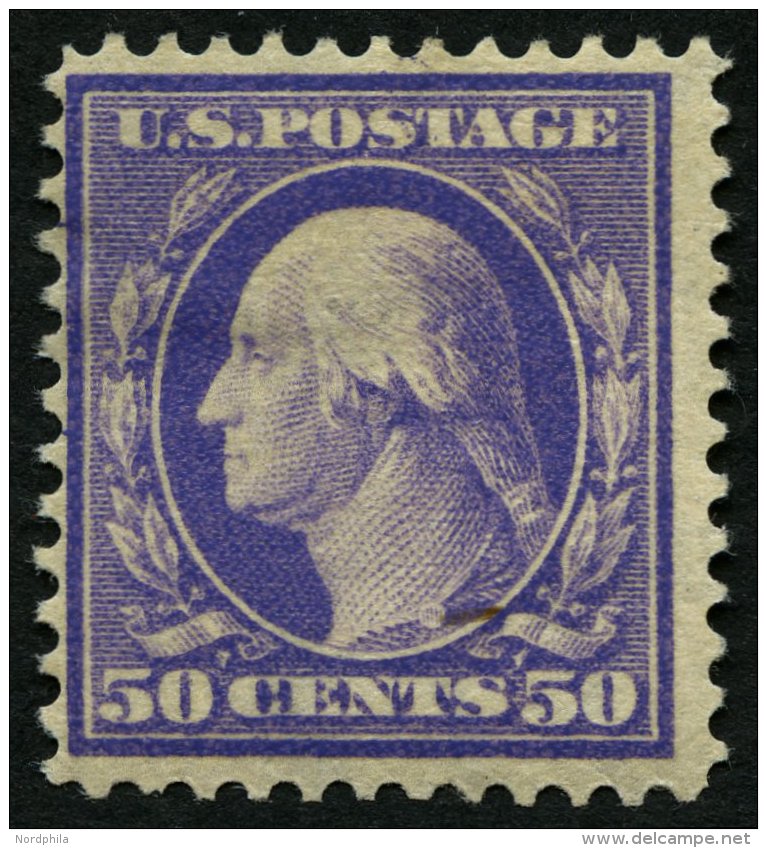 USA 172Ax *, Scott 341, 1909, 50 C. Washington, Wz. 1, Gezähnt L 12, Mehrere Falzreste, Pracht, $ 300.- - Oblitérés