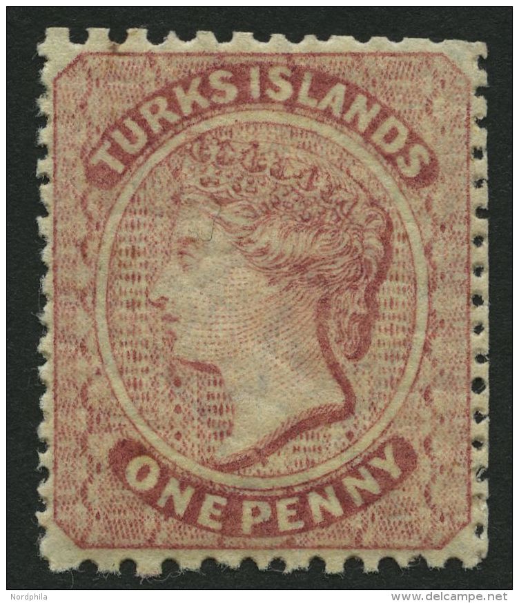 TURKS- UND CAICOS-INSELN 4 *, 1873, 1 P. Braunrosa, Fast Postfrisch, Pracht - Turks & Caicos (I. Turques Et Caïques)