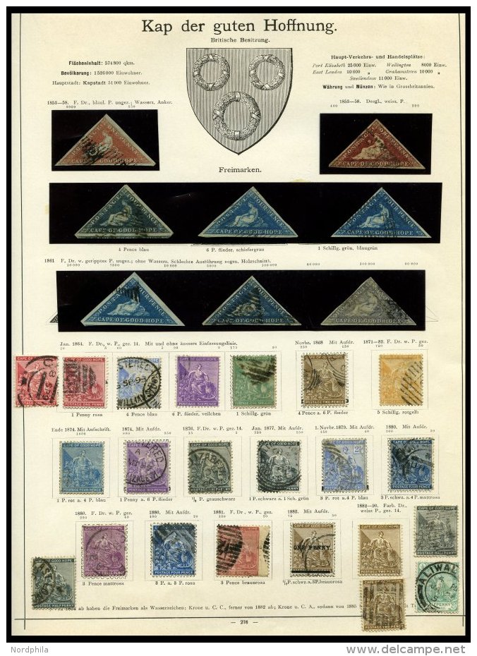 KAP DER GUTEN HOFFNUNG O, Alter Sammlungsteil Bis 1890 Mit 8 Kap-Dreiecken, Etwas Unterschiedlich, Besichtigen! - Cap De Bonne Espérance (1853-1904)