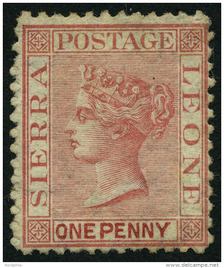 SIERRA LEONE 3AY *, 1872, 1 P. Rosa, Wz. Liegend, Falzreste, Pracht, Mi. 120.- - Sierra Leone (1961-...)