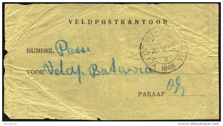 NIEDERLÄNDISCH-INDIEN 1948, Feldpost-Vorbindezettel Für Feldpostsendungen Von Soerabaja Nach Batavia Mit Entsp - Indes Néerlandaises