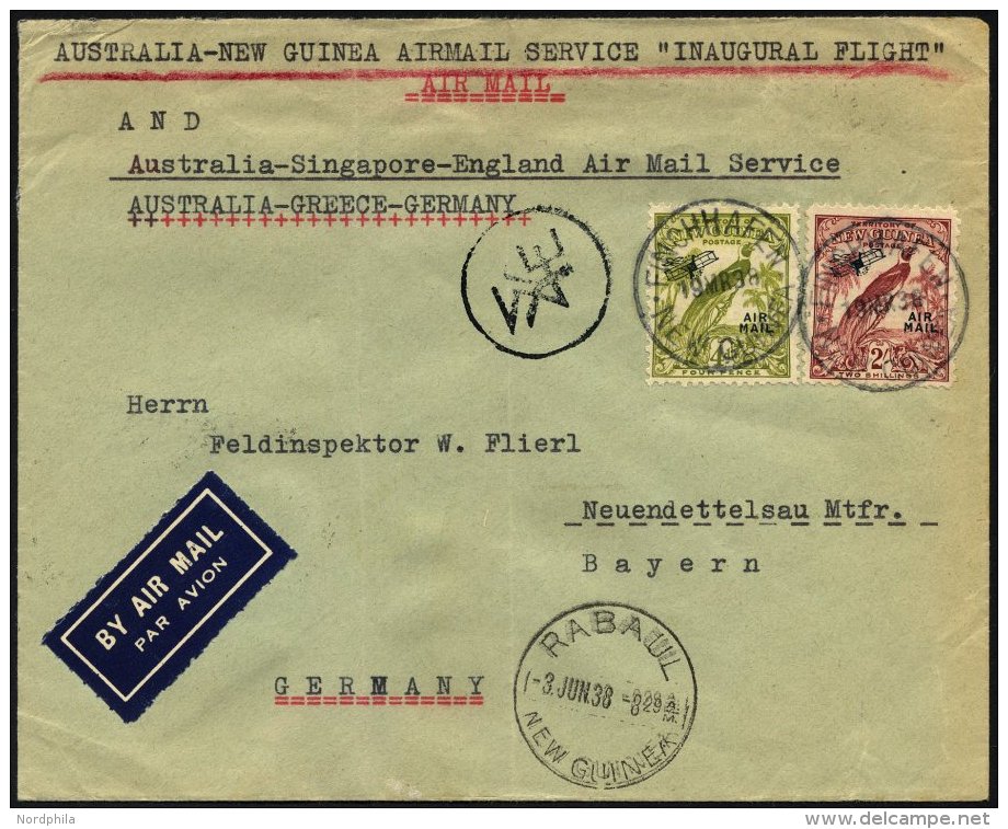 NEUGUINEA 114,119 BRIEF, 19.3.1938, Erstflug RABAUL-BRISBANE-SYDNEY, Der Brief Wurde In Finchhafen (Neuguinea) Aufgegebe - Papouasie-Nouvelle-Guinée
