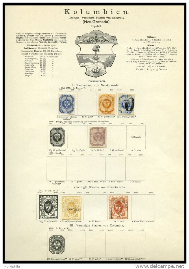 KOLUMBIEN (*),o,Brief , Alter Sammlungsteil Kolumbien Bis Ca. 1900, Mit 60 Werten Und 2 Belegen, Etwas Unterschiedlich, - Colombie