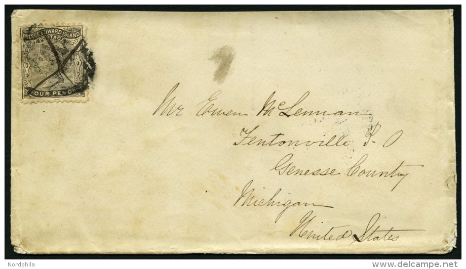 KANADA - PRINCE EDWARD ISLAND 7 BRIEF, 1871, 4 P. Schwarz Mit Stempel Und Federzug Auf Brief Nach Michigan, Feinst - Oblitérés