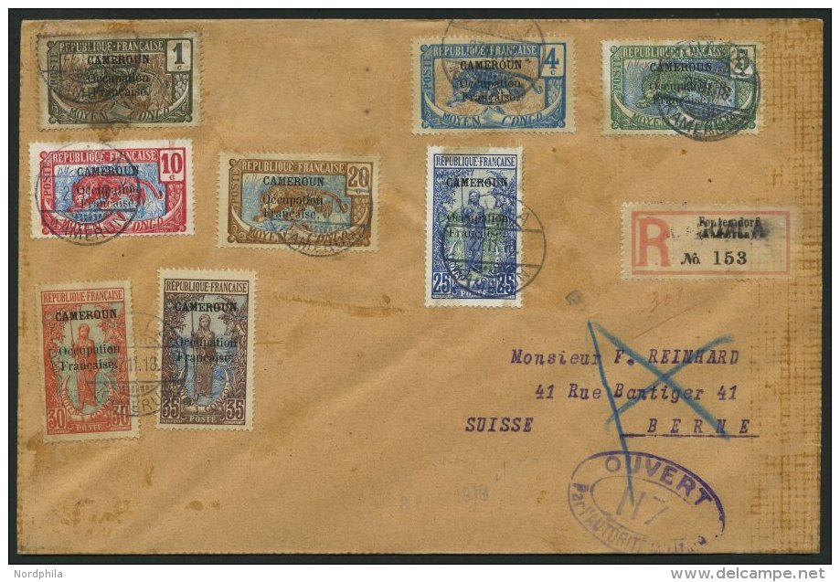 KAMERUN 30,32-34,36-39 BRIEF, 1918, 1,4,5,10 Und 20 - 35 C. Freimarken Auf Brief Von DUALA über Paris In Die Schwei - Cameroun (1960-...)