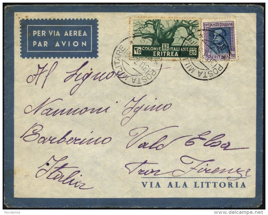 ITALIENISCH-ERITREA 202,208 BRIEF, 1936, 1.25 L. König Viktor Emanuel III Und 25 C. Ruhendes Kamel Mit K2 POSTA MIL - Erythrée