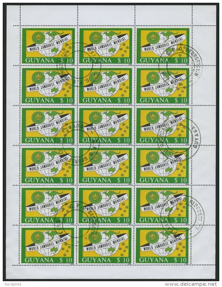 GUYANA 2490KB O, 1989, 10 $ Welt-Pfadfindertreffen Im Kleinbogen (18), Pracht, Mi. (270.-) - Guyane (1966-...)