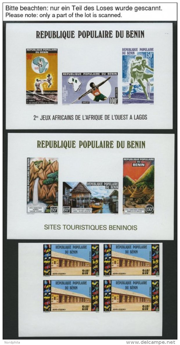 BENIN U VB **, 1977, Jahrgang In Ungezähnten Eckrandviererblocks, Bis Auf Nr. 115 Komplett, Sehr Günstig! - Autres & Non Classés