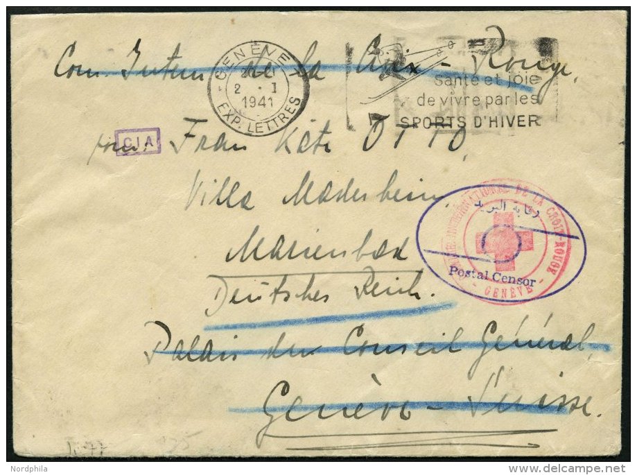 GYPTEN 1941, Brief Von KAIRO Nach Genf Und Weitergeleitet Nach Marienbad, Mit Deutschen Und ägyptischen Wehrmachts- - Lettres & Documents