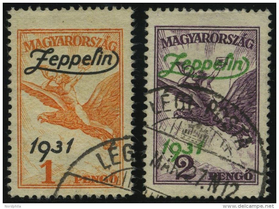 UNGARN 478/9 O, 1931, Graf Zeppelin, üblich Gezähnt, 2 Prachtwerte, Mi. 180.- - Autres & Non Classés