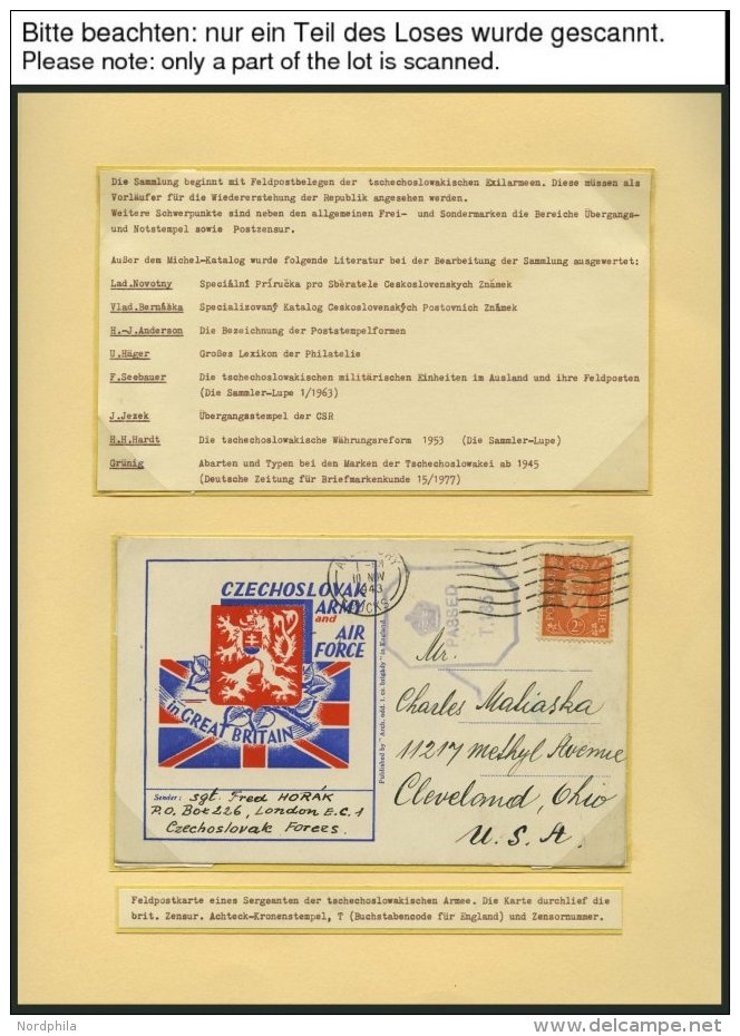 TSCHECHOSLOWAKEI Brief,o,*, **, 1940-48, Interessante Sammlung Mit 27 Bedarfsbelegen, Dabei Feldpost, Zensurbelege, Dazu - Collections, Lots & Séries