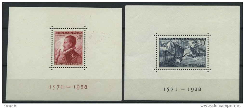 SPANIEN Bl. 11/2A **, 1938, Blockpaar Seeschlacht Von Lepanto, Gezähnt, Feinst/Pracht, Mi. 100.- - Usati