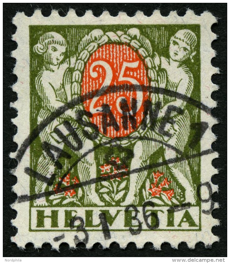 PORTOMARKEN P 46z O, 1934, 25 C. Schwärzlicholiv/orangerot, Gestrichenes Papier, Pracht, Mi. 78.- - Taxe