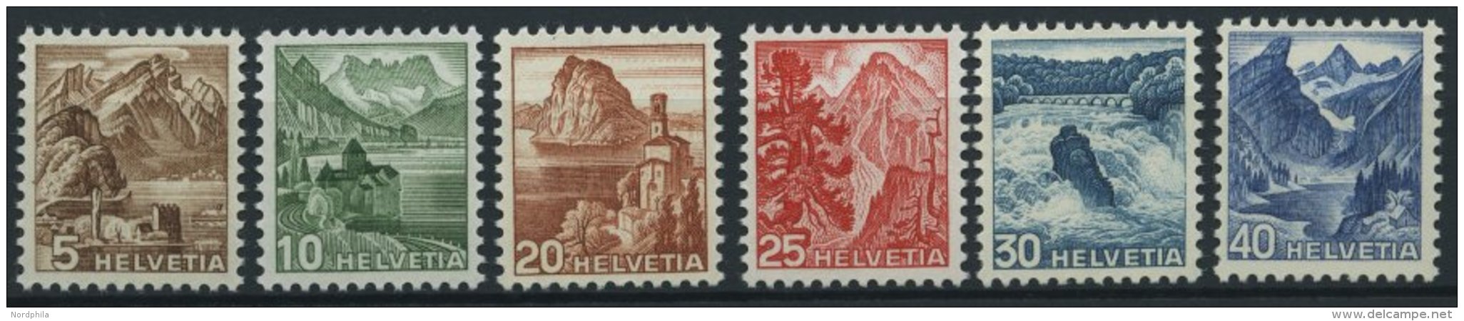 SCHWEIZ BUNDESPOST 500-05 **, 1948, Landschaften, Prachtsatz, Mi. 55.- - Oblitérés