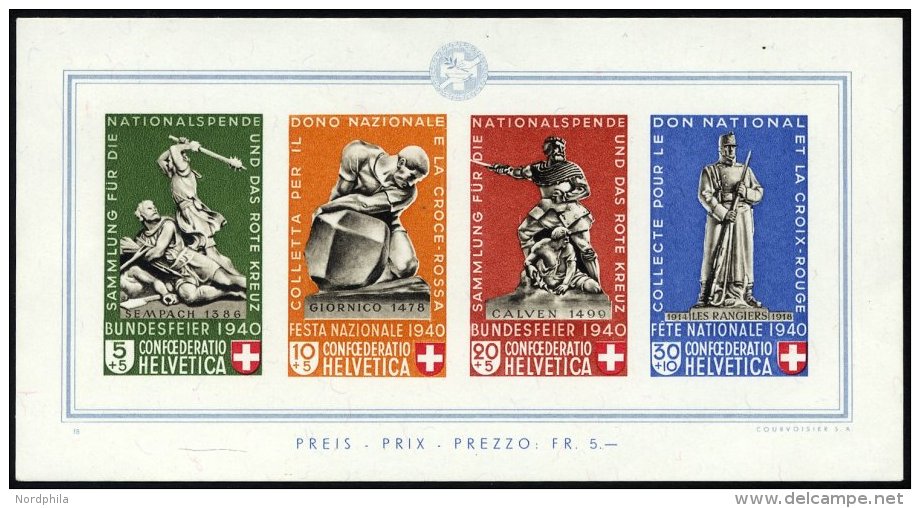 SCHWEIZ BUNDESPOST Bl. 5 *, 1940, Block Pro Patria, Pracht - Oblitérés