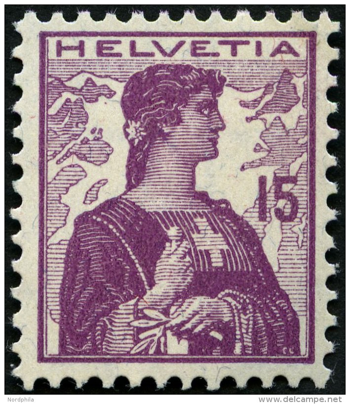 SCHWEIZ BUNDESPOST 116 **, 1909, 15 C. Violettpurpur, Postfrisch, Pracht, Mi. 90.- - Oblitérés