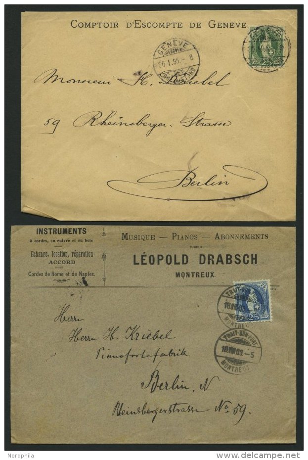 SCHWEIZ BUNDESPOST 59,67,73 BRIEF, 1895,1900, 25 C. Grün, 25 C. Blau Und 25 C. UPU, Je Als Einzelfrankatur Auf Brie - Lettres & Documents