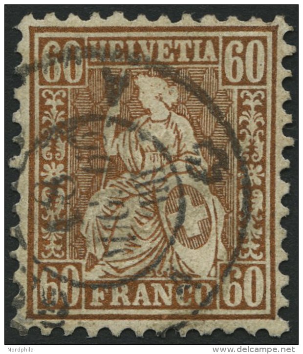 SCHWEIZ BUNDESPOST 27 O, 1863, 60 C. Rötlichbronze, Pracht, Mi. 160.- - Oblitérés