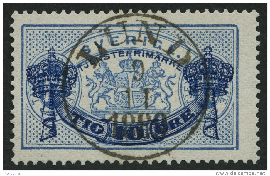 DIENSTMARKEN D 12 O, 1889, 10 Ö. Auf 12 Ö. Blau, Ideal Gestempelt LUND, Kabinett - Service