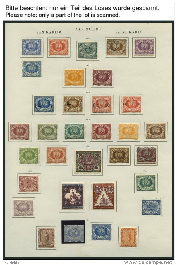 SAN MARINO *, O, 1877-1936, Interessanter Alter, überwiegend Ungebrauchter Sammlungsteil San Marino Mit Vielen Gute - Autres & Non Classés