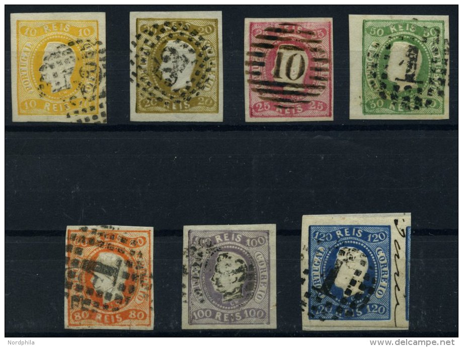 PORTUGAL 18-24 O, 1866, 10 - 120 R. König Luis I, 7 Pracht- Und Kabinettwerte, Mi. 741.- - Used Stamps