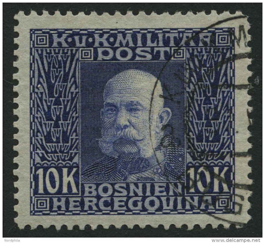 BOSNIEN UND HERZEGOWINA 84 O, 1914, 10 Kr. Violett Auf Grau, Pracht, Mi. 170.- - Bosnie-Herzegovine
